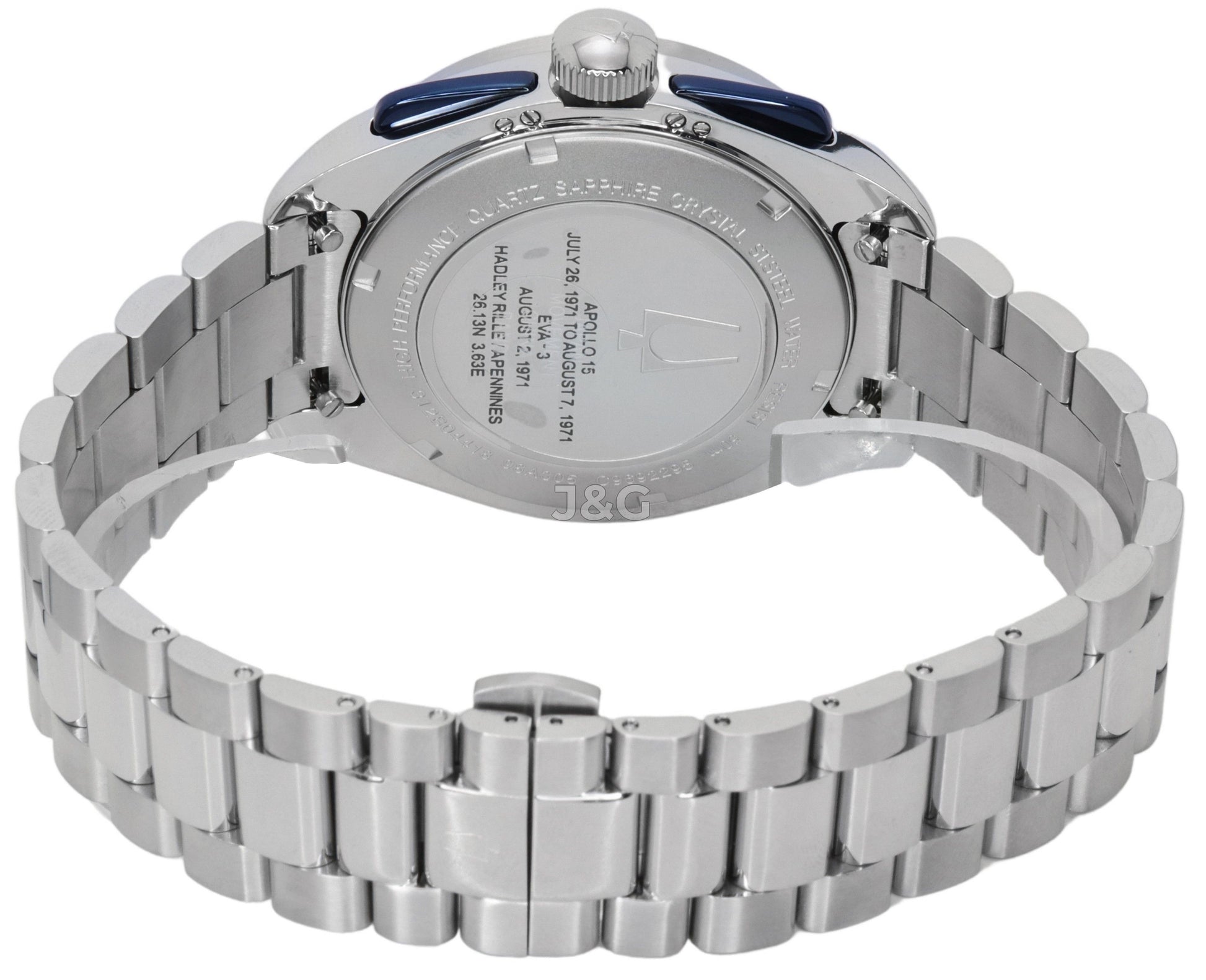 Bulova Archive Series Lunar Pilot Deployment clasp Silver Stainless steel Male 98K112. A brand-new Bulova Archive Series watch featuring a Silver dial and a Stainless steel strap. Front view. - view 4