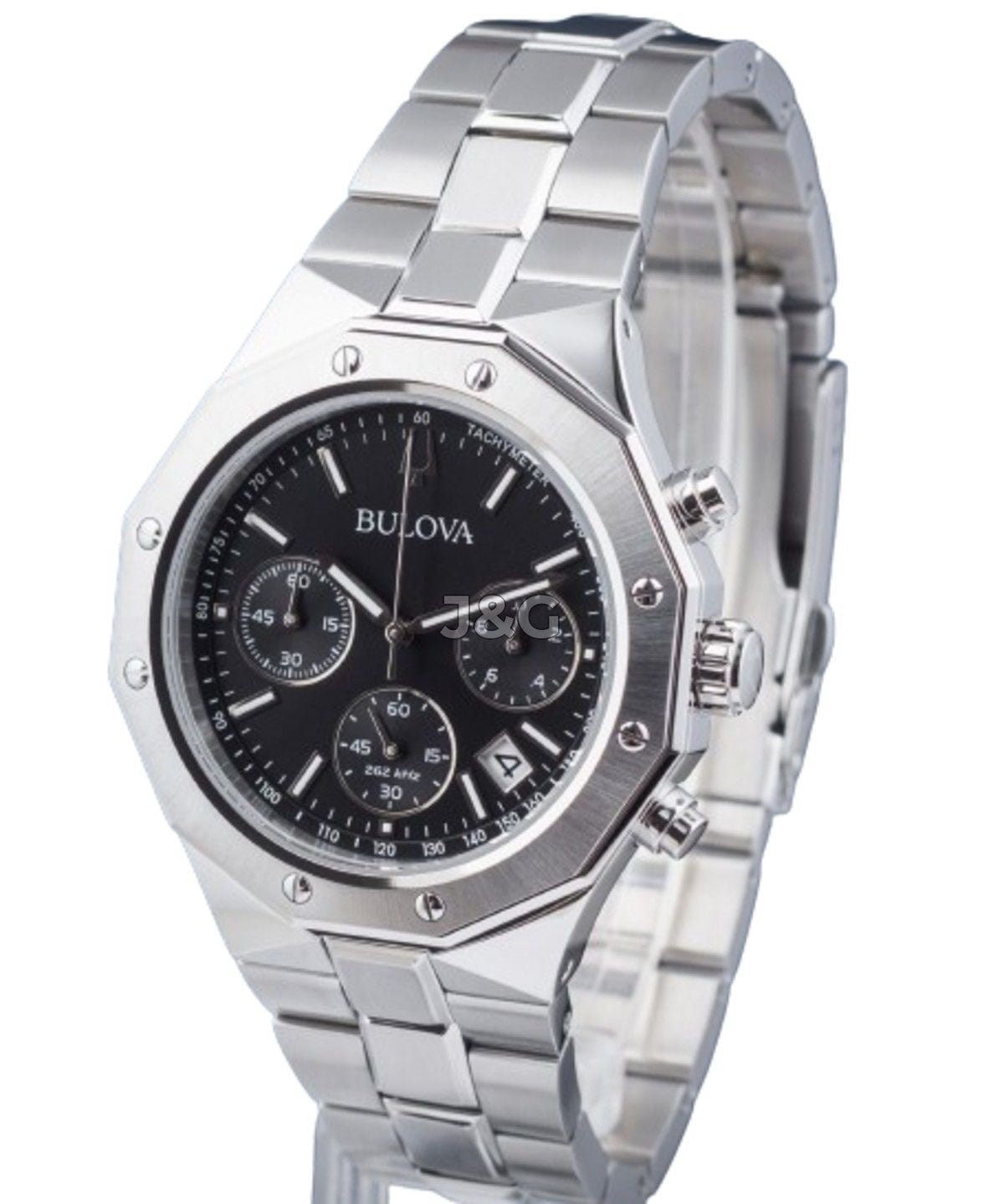 Bulova Classic Quartz movement Black Stainless steel Male 96B410. A brand-new Bulova Classic watch featuring a Black dial and a Stainless steel strap. Front view. - view 2