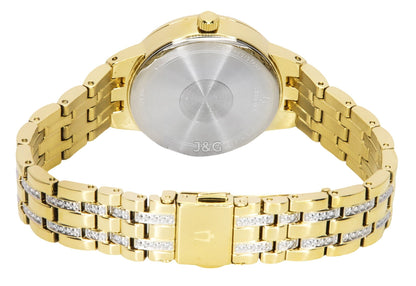 Bulova Classic Quartz movement Champagne Stainless steel Female 97L176. A brand-new Bulova Classic watch featuring a Champagne dial and a Stainless steel strap. Angled view. - view 3