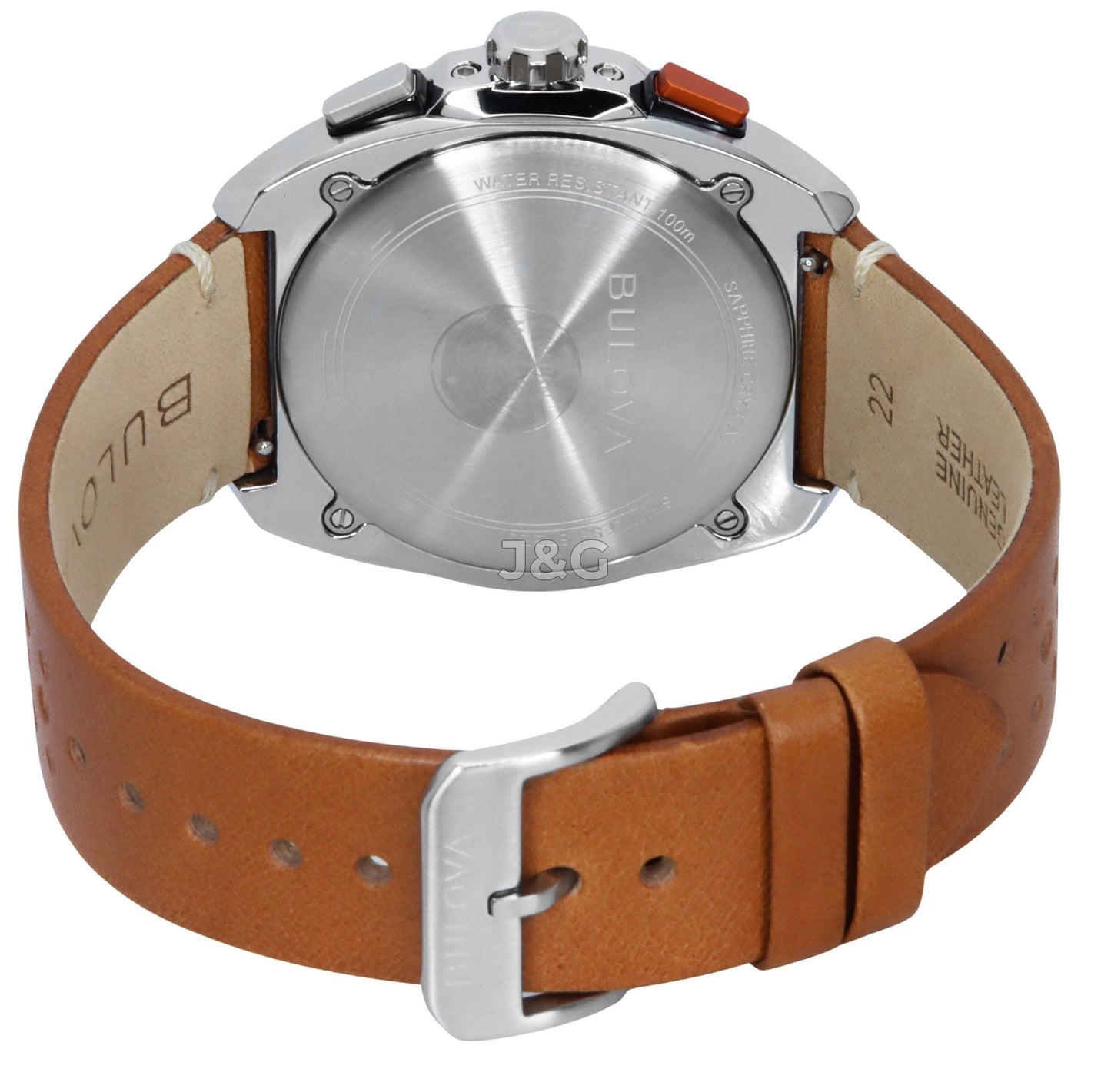 Bulova Quartz movement Black Leather Male 98B427. A brand-new Bulova watch featuring a Black dial and a Leather strap. Side view. - view 4