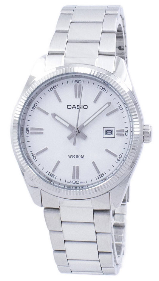 Casio Analog Quartz MTP1302D-7A1V Stainless Steel. A brand-new Casio watch featuring a Stainless steel strap. Front view.