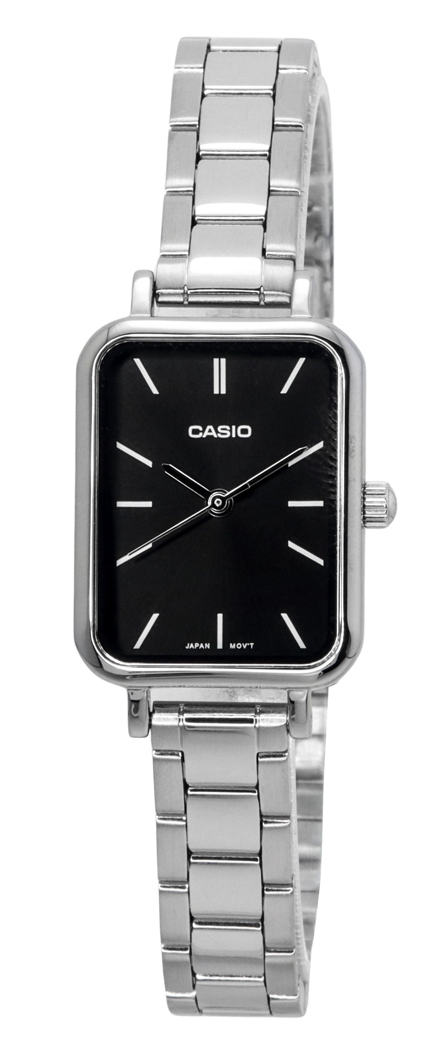 Casio Analog Stainless Steel Black Dial Quartz Wo. A brand-new Casio watch featuring a Black dial and a Stainless steel strap. Front view.