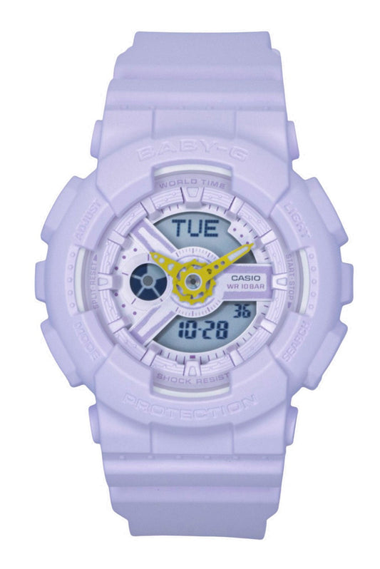Casio Baby-G Analog Digital Resin Strap Purple Dial Quartz. A brand-new Casio Baby-G watch featuring a Purple dial. Front view.