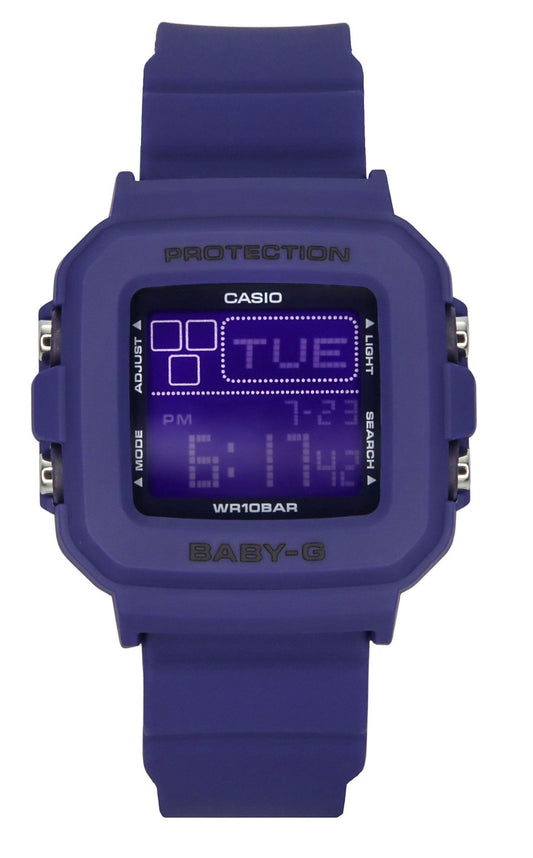 Casio Baby-G Plus Digital 30th Anniversary Blue Resin Strap. A brand-new Casio Baby-G watch. Angled view.
