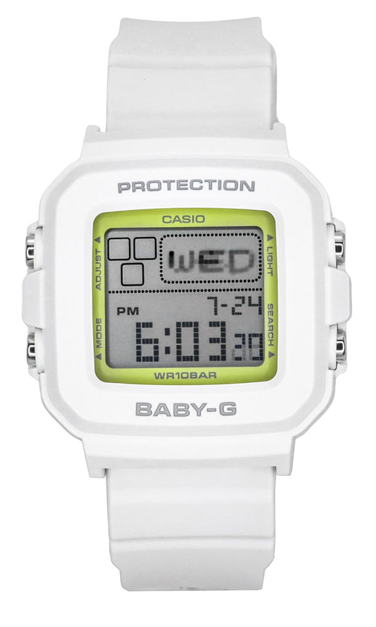 Casio Baby-G Plus Digital 30th Anniversary White Resin. A brand-new Casio Baby-G watch. Angled view.