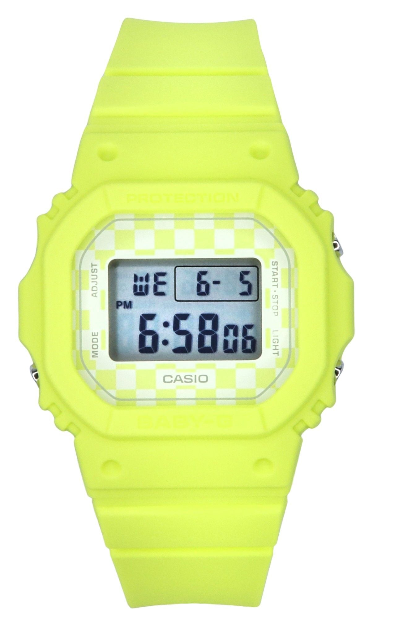 Casio Baby-G Skater Fashion Digital Light Green Resin Strap. A brand-new Casio Baby-G watch. Side view.