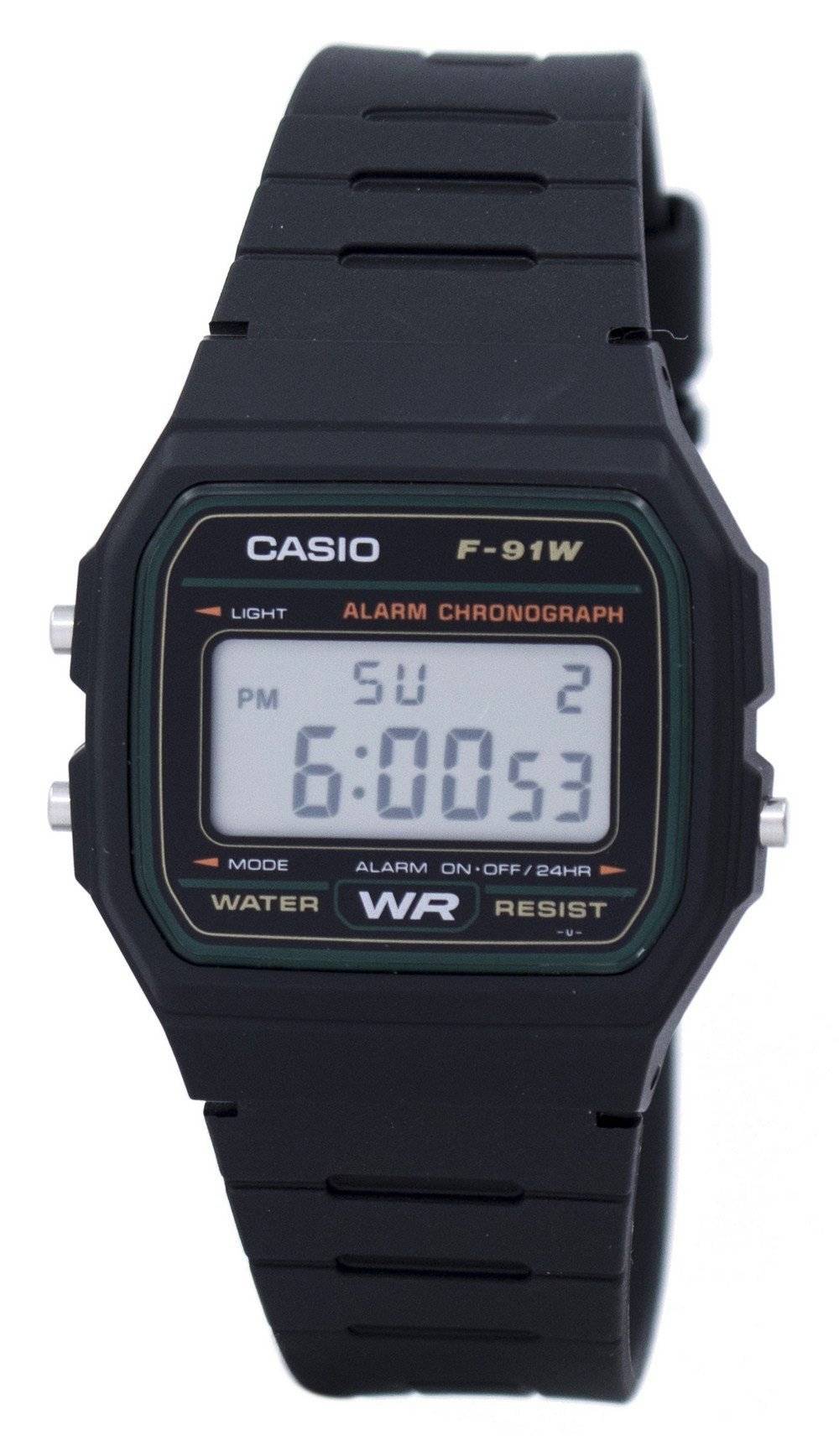 Casio Classic Sports Chronograph Alarm F91W-3SDG. A brand-new Casio Classic watch. Front view.