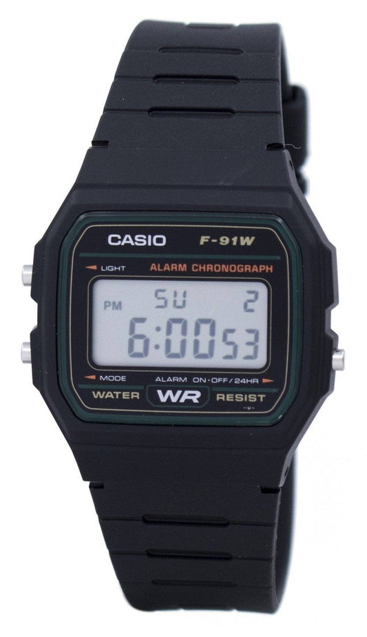Casio Classic Sports Chronograph Alarm F91W-3SDG. A brand-new Casio Classic watch. Front view.