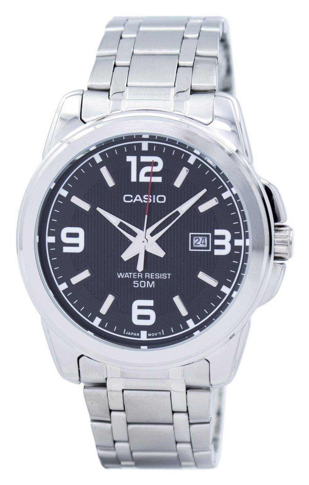 Casio Enticer Analog Quartz MTP1314D-1AVDF Water Resistant. A brand-new Casio Enticer watch featuring a Stainless steel strap. Front view.
