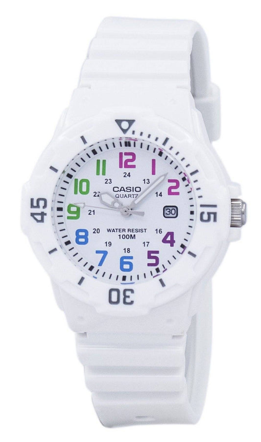 Casio Enticer Analog White Dial LRW200H-7BVDF Wo. A brand-new Casio Enticer watch featuring a White dial. Side view.