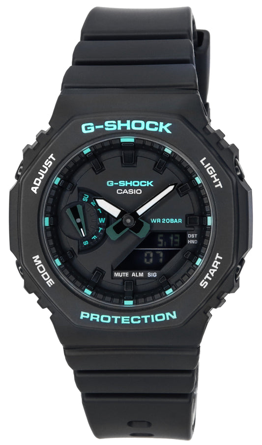 Casio G-Shock Analog Digital Black Dial Quartz GMAS2100GA-1. A brand-new Casio G-Shock watch featuring a Black dial. Angled view.