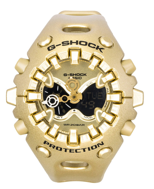 Casio G-Shock Analog Digital Resin Strap Gold Dial Quartz. A brand-new Casio G-Shock watch featuring a Gold dial. Front view.