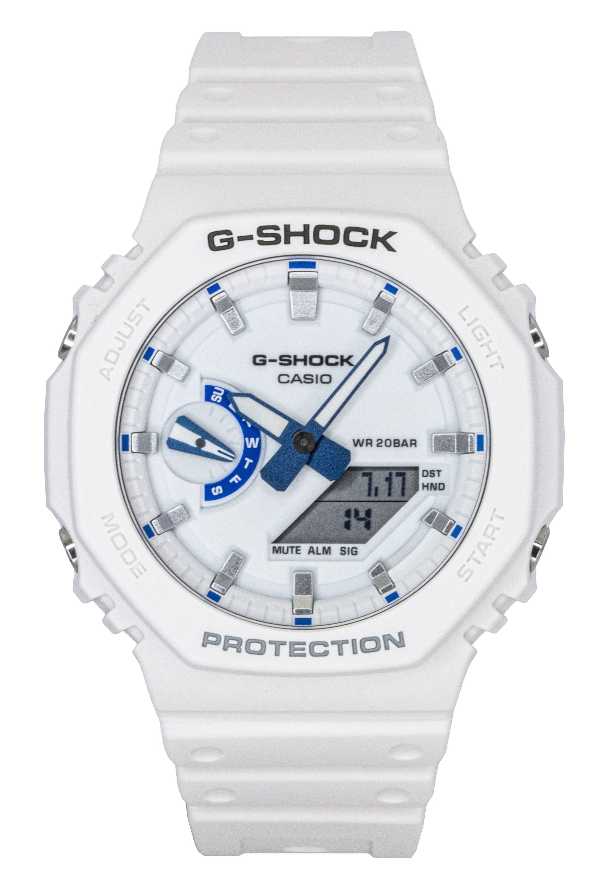 Casio G-Shock Analog Digital Resin Strap White Dial Quartz. A brand-new Casio G-Shock watch featuring a White dial. Front view.