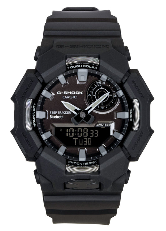 Casio G-Shock Analog Digital Smartphone Link Bio-Based. A brand-new Casio G-Shock watch featuring a Black dial and a Plastic strap. Side view.