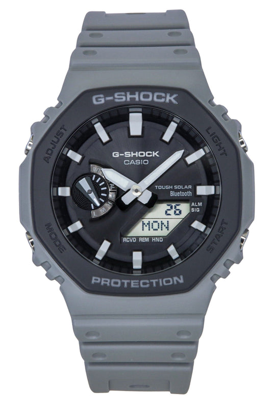 Casio G-Shock Analog Digital Smartphone Link Bio-Based. A brand-new Casio G-Shock watch featuring a Grey dial and a Plastic strap. Angled view.