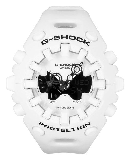 Casio G-Shock Analog Digital White Resin Strap White Dial. A brand-new Casio G-Shock watch featuring a White dial. Front view.