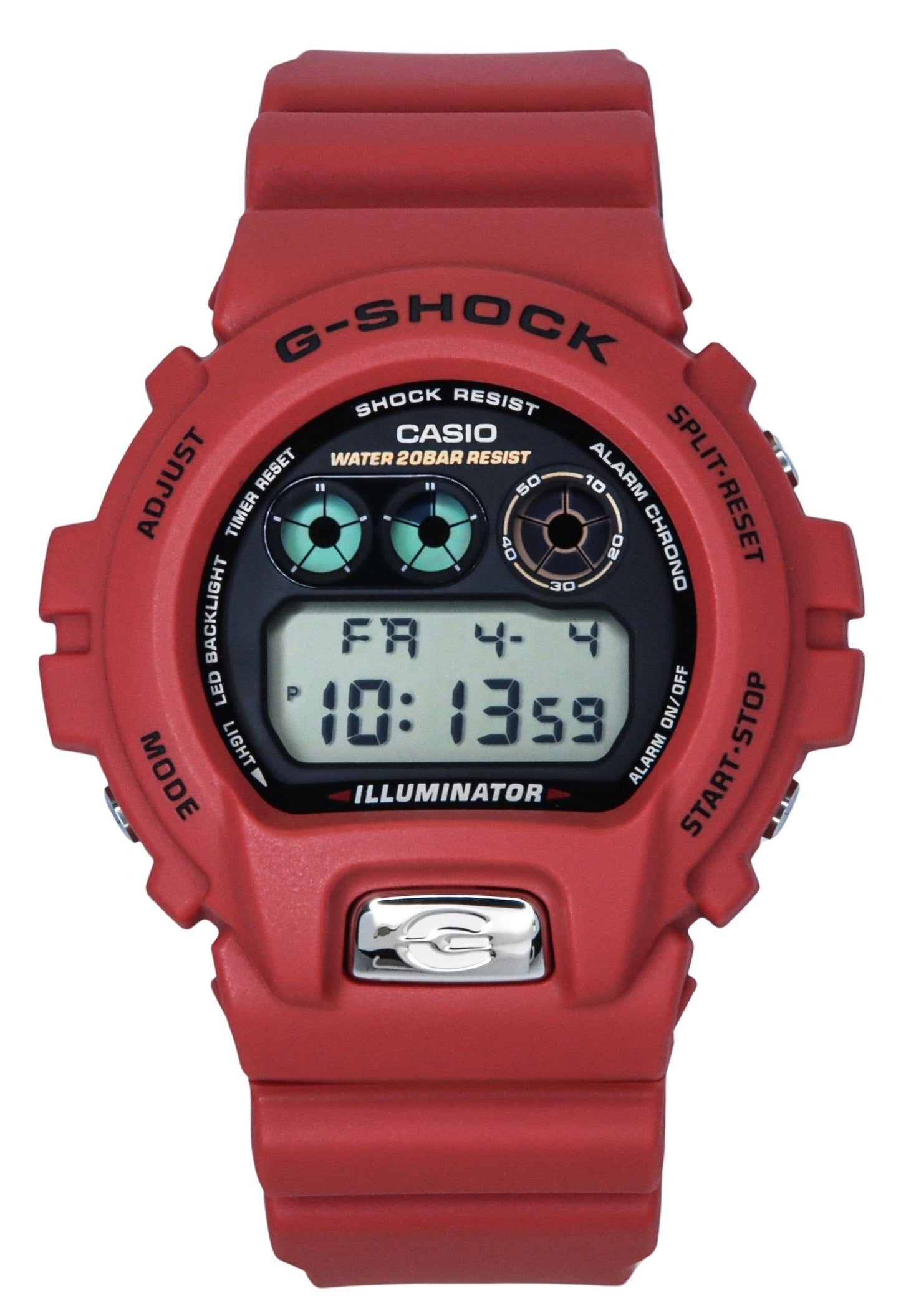 Casio G-Shock Digital 30th Anniversary Bio-Based Resin. A brand-new Casio G-Shock watch featuring a Plastic strap. Side view.
