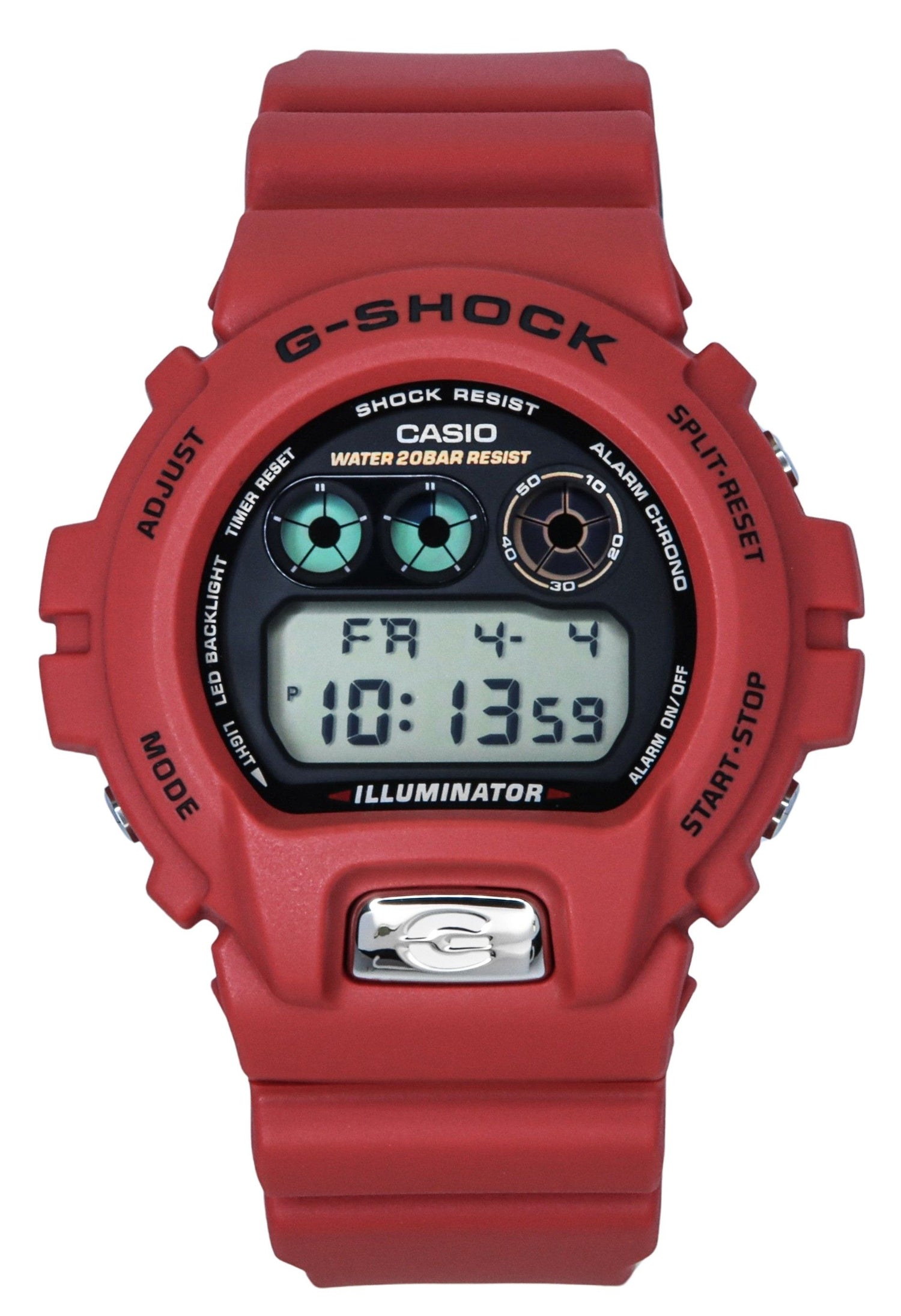 Casio G-Shock Digital 30th Anniversary Bio-Based Resin. A brand-new Casio G-Shock watch featuring a Plastic strap. Side view.