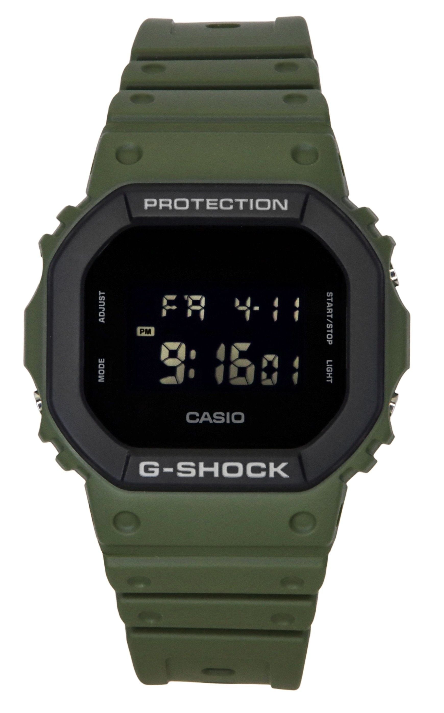 Casio G-Shock Digital Bio-Based Resin Strap Quartz 200M. A brand-new Casio G-Shock watch featuring a Plastic strap. Side view.