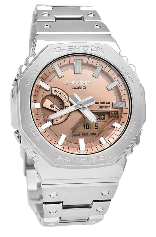 Casio G-Shock Full Metal Analog Digital Smartphone Link. A brand-new Casio G-Shock watch featuring a Copper dial. Front view.