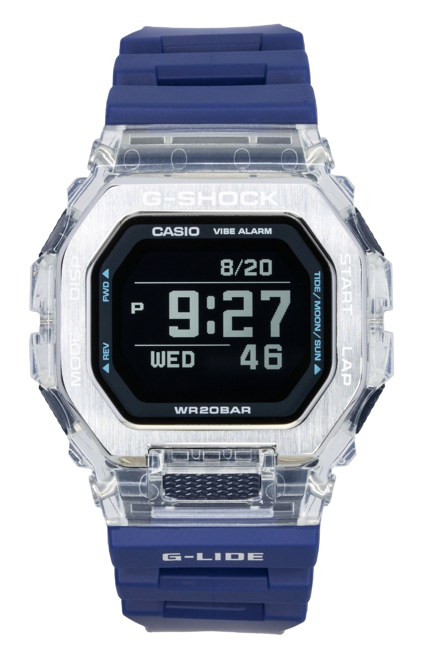 Casio G-Shock G-Lide Digital Smartphone Link Blue Resin. A brand-new Casio G-Shock watch. Front view.