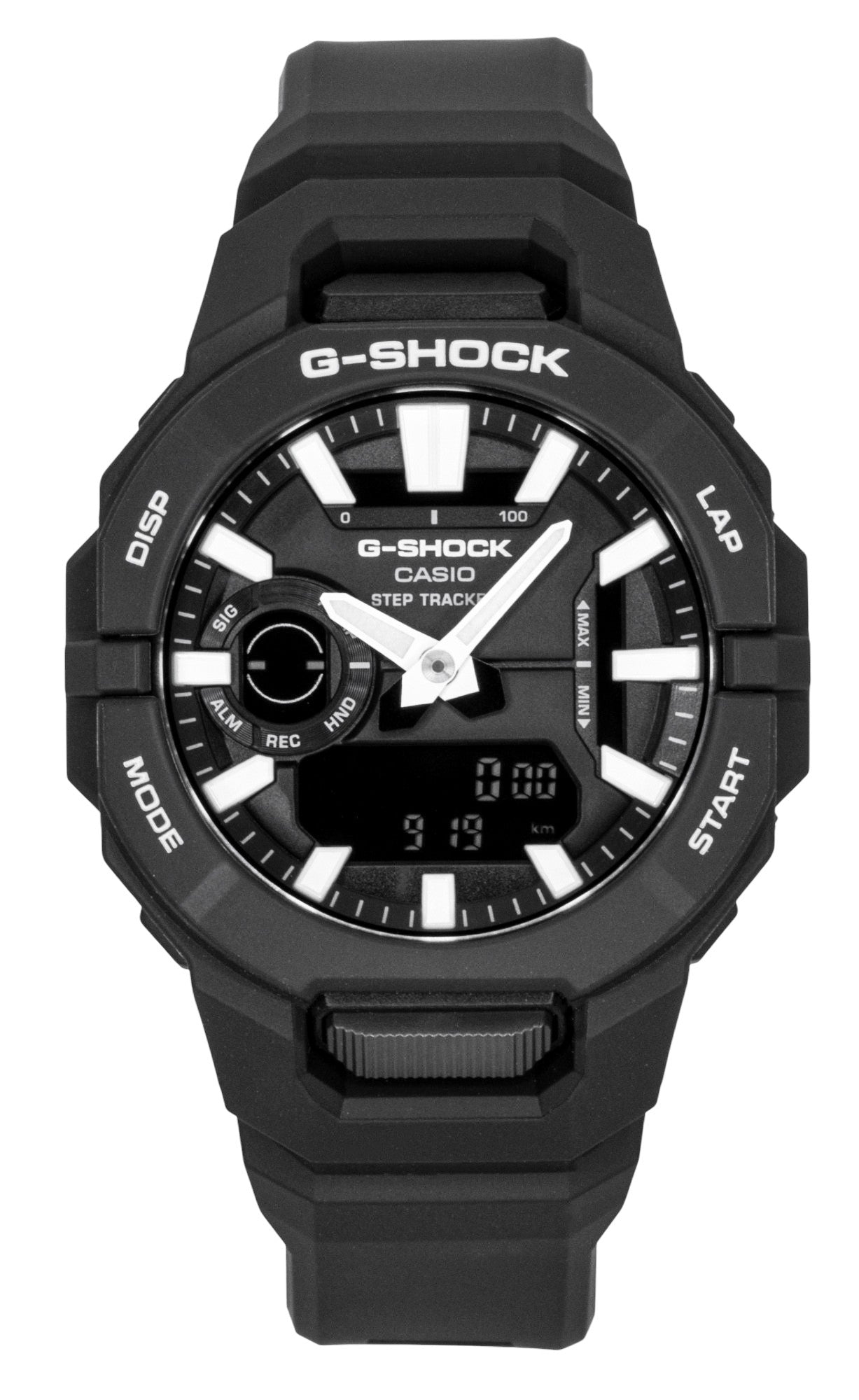 Casio G-Shock G-Squad Analog Digital Resin Strap Black Dial. A brand-new Casio G-Shock watch featuring a Black dial. Angled view.