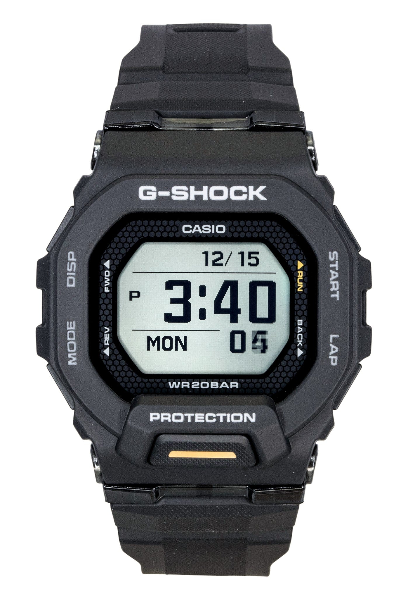 Casio G-Shock G-Squad Digital Smartphone Link Black Resin. A brand-new Casio G-Shock watch. Side view.