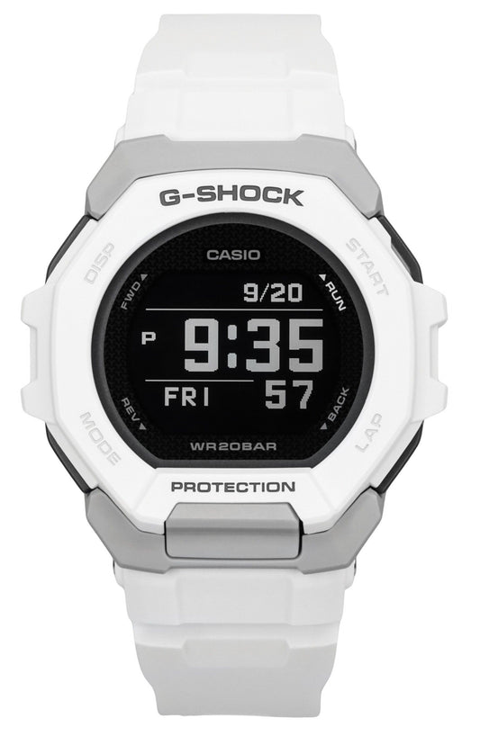 Casio G-Shock G-Squad Digital Smartphone Link White. A brand-new Casio G-Shock watch featuring a Plastic strap. Front view.
