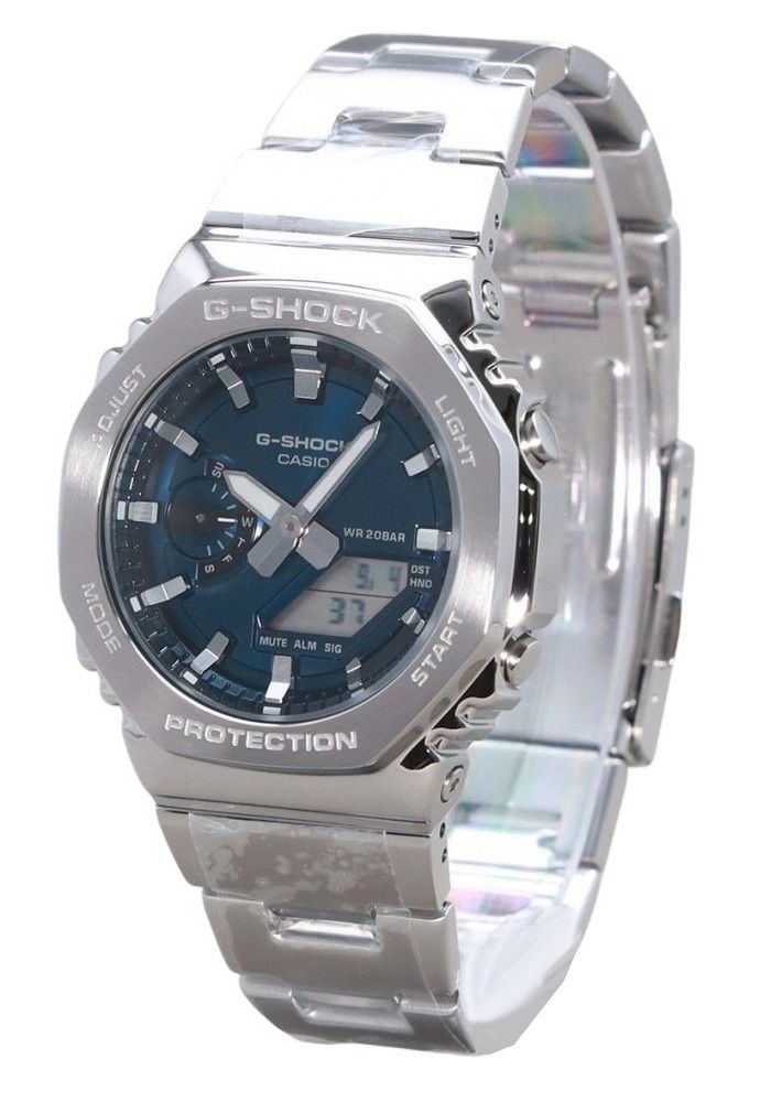 Casio G-Shock G-Steel Analog Digital Blue Dial Quartz 200M. A brand-new Casio G-Shock watch featuring a Blue dial. Side view.