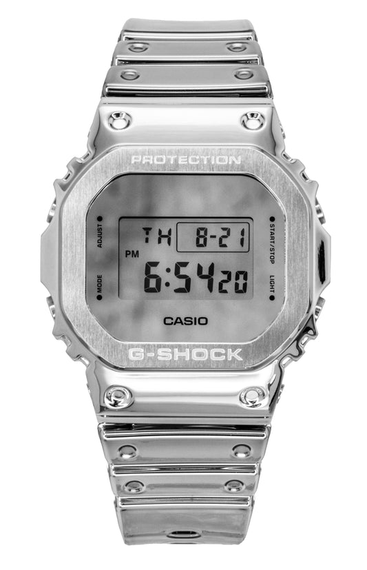 Casio G-Shock G-Steel Fine Metallic Digital Silicone Strap. A brand-new Casio G-Shock watch featuring a Silicone strap. Side view.