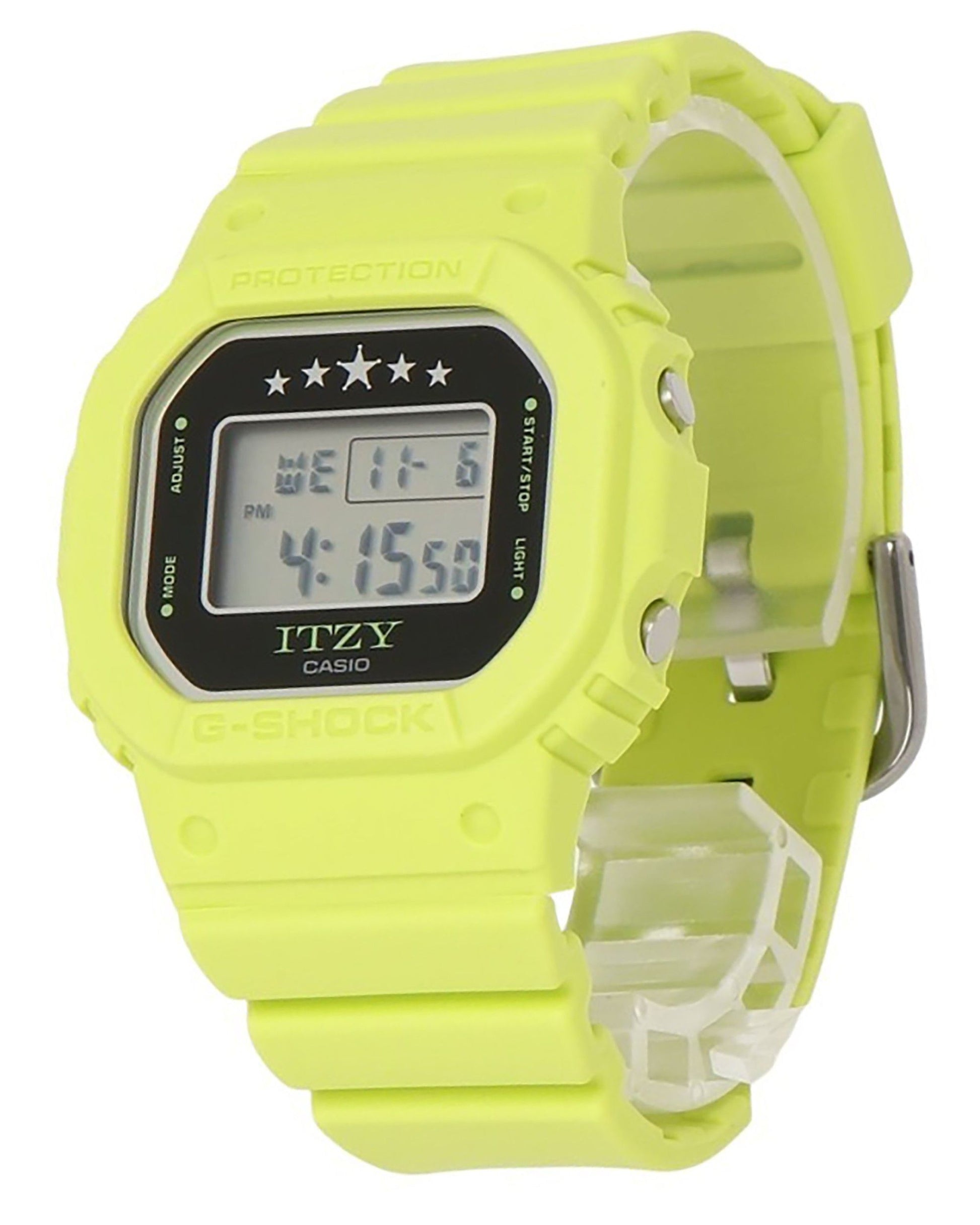 Casio G-Shock ITZY Collaboration Digital Green Bio-Based. A brand-new Casio G-Shock watch featuring a Plastic strap. Front view.
