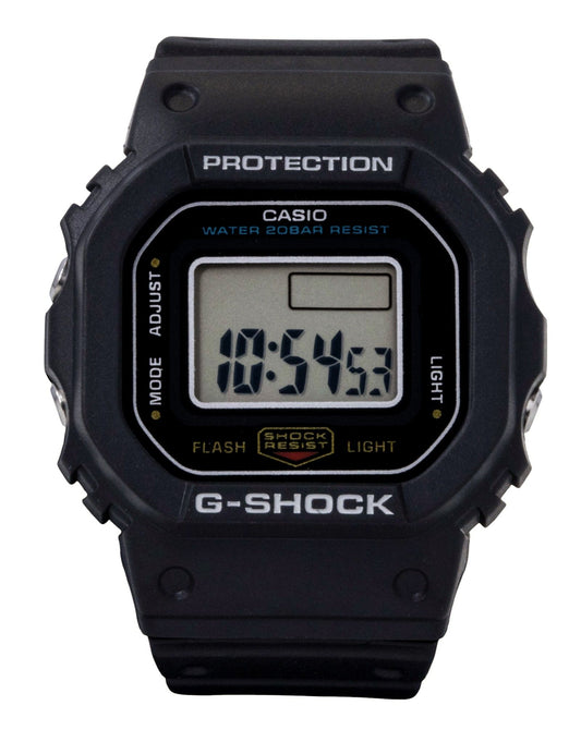 Casio G-Shock Nano Digital Black Bio-Based Resin Strap. A brand-new Casio G-Shock watch featuring a Plastic strap. Side view.