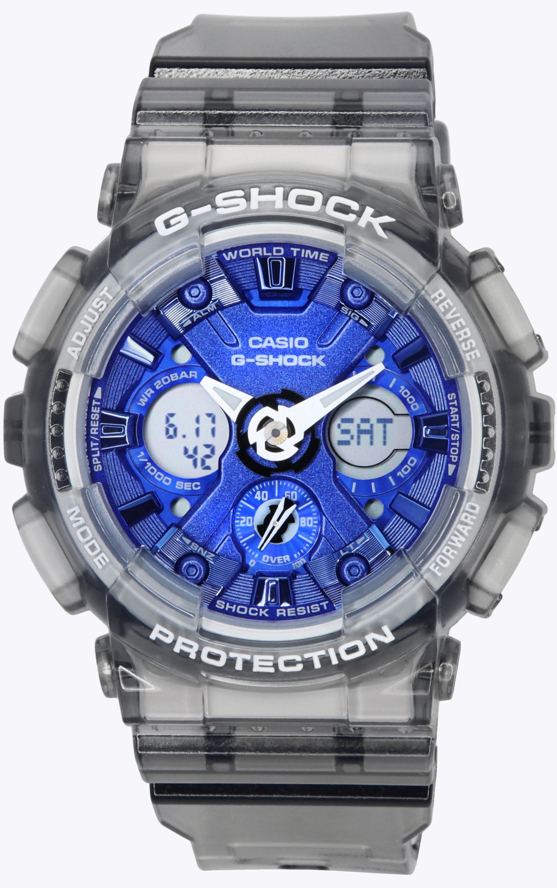 Casio G-Shock Translucent Gray Analog Digital Quartz 200M Wo. A brand-new Casio G-Shock watch. Side view.