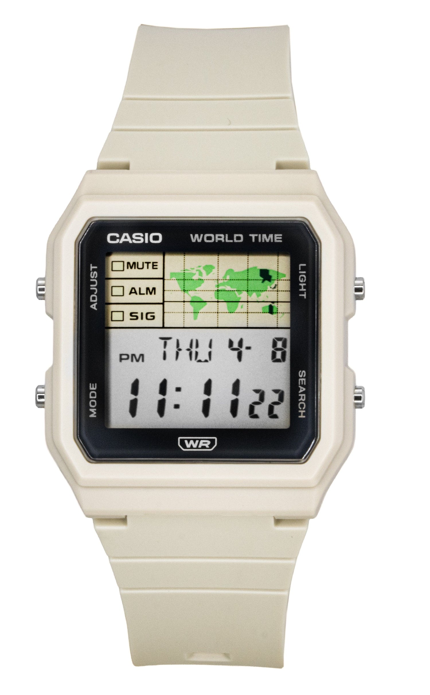 Casio POP Digital Bio-Based Resin Strap Quartz. A brand-new Casio POP watch featuring a Plastic strap. Angled view.