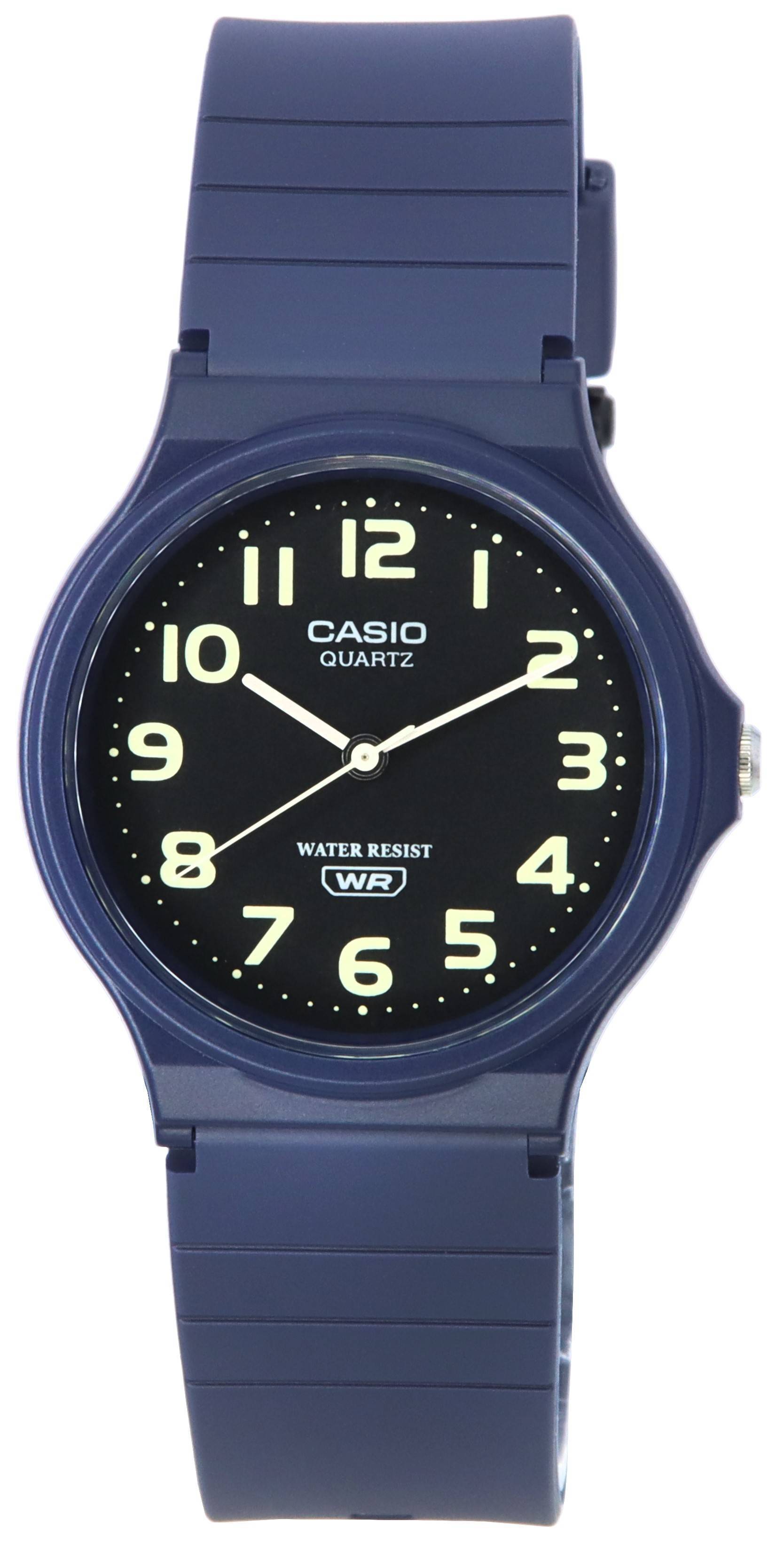 Casio Standard Analog Black Dial Quartz MQ24UC-2B. A brand-new Casio Standard watch featuring a Black dial. Side view.