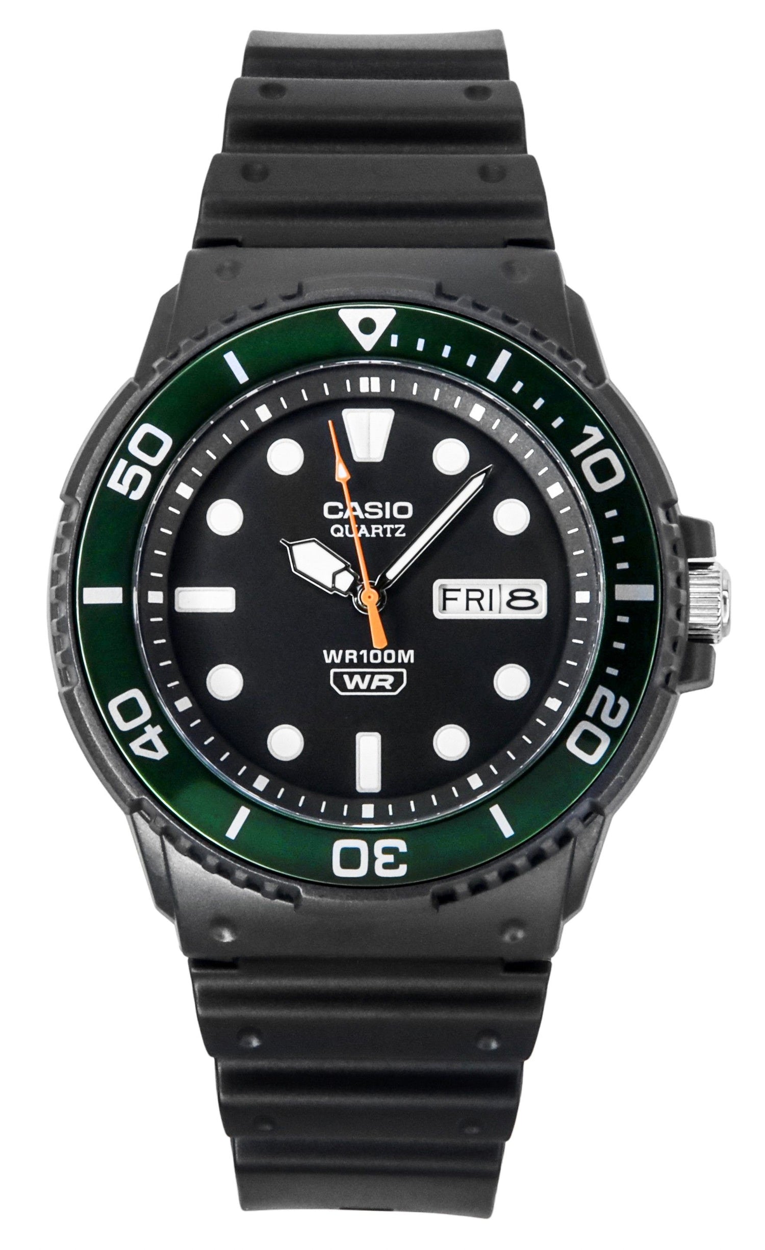 Casio Standard Analog Resin Strap Black Dial Quartz 100M. A brand-new Casio Standard watch featuring a Black dial. Front view.