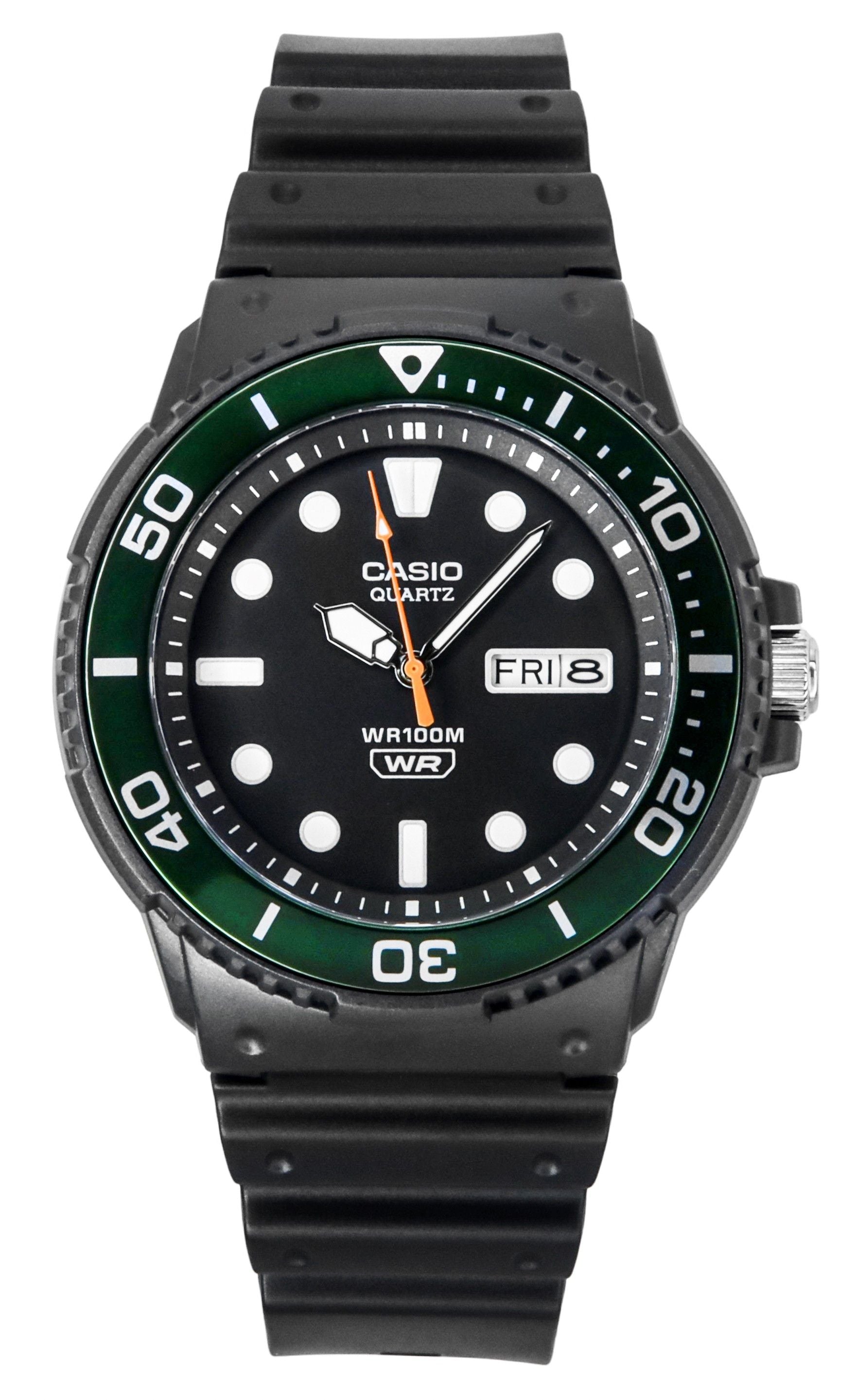 Casio Standard Analog Resin Strap Black Dial Quartz 100M. A brand-new Casio Standard watch featuring a Black dial. Front view.