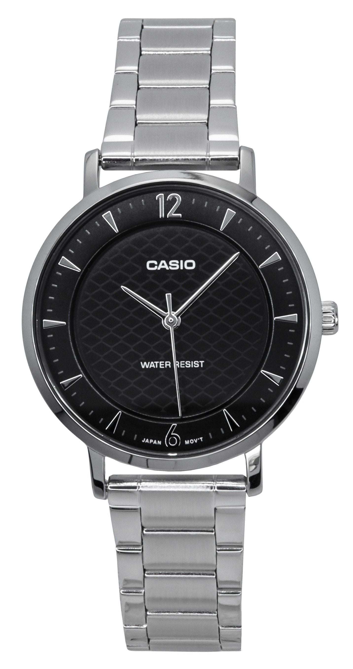 Casio Standard Analog Stainless Steel Black Dial Quartz Wo. A brand-new Casio Standard watch featuring a Black dial and a Stainless steel strap. Front view.