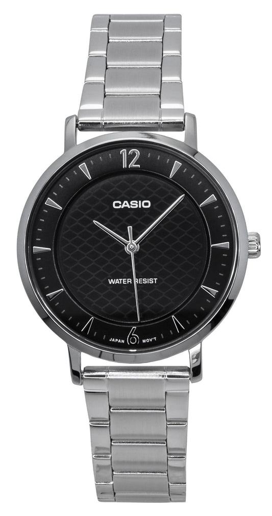 Casio Standard Analog Stainless Steel Black Dial Quartz Wo. A brand-new Casio Standard watch featuring a Black dial and a Stainless steel strap. Front view.