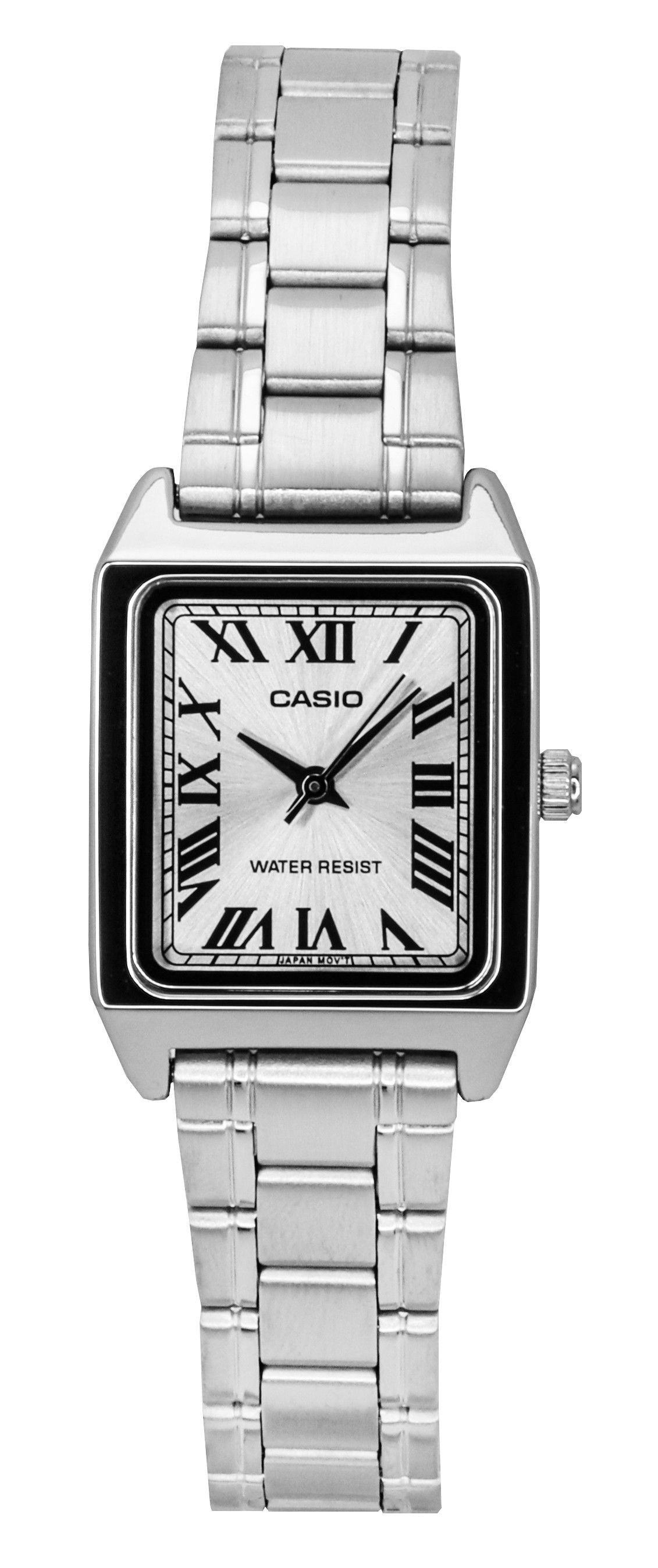 Casio Standard Analog Stainless Steel Silver Dial Quartz Wo. A brand-new Casio Standard watch featuring a Silver dial and a Stainless steel strap. Front view.