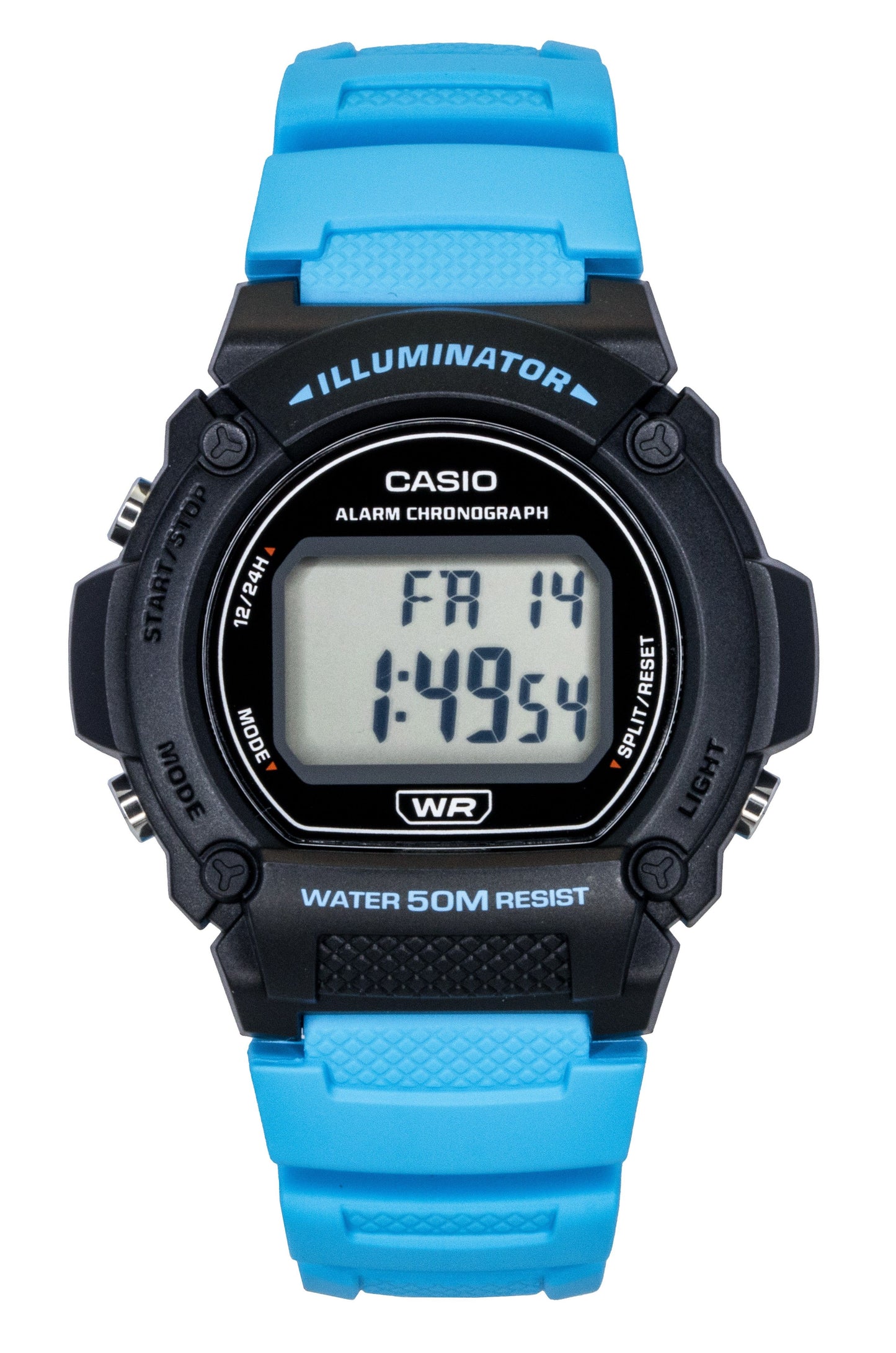 Casio Standard Digital Blue Resin Strap Quartz. A brand-new Casio Standard watch. Side view.