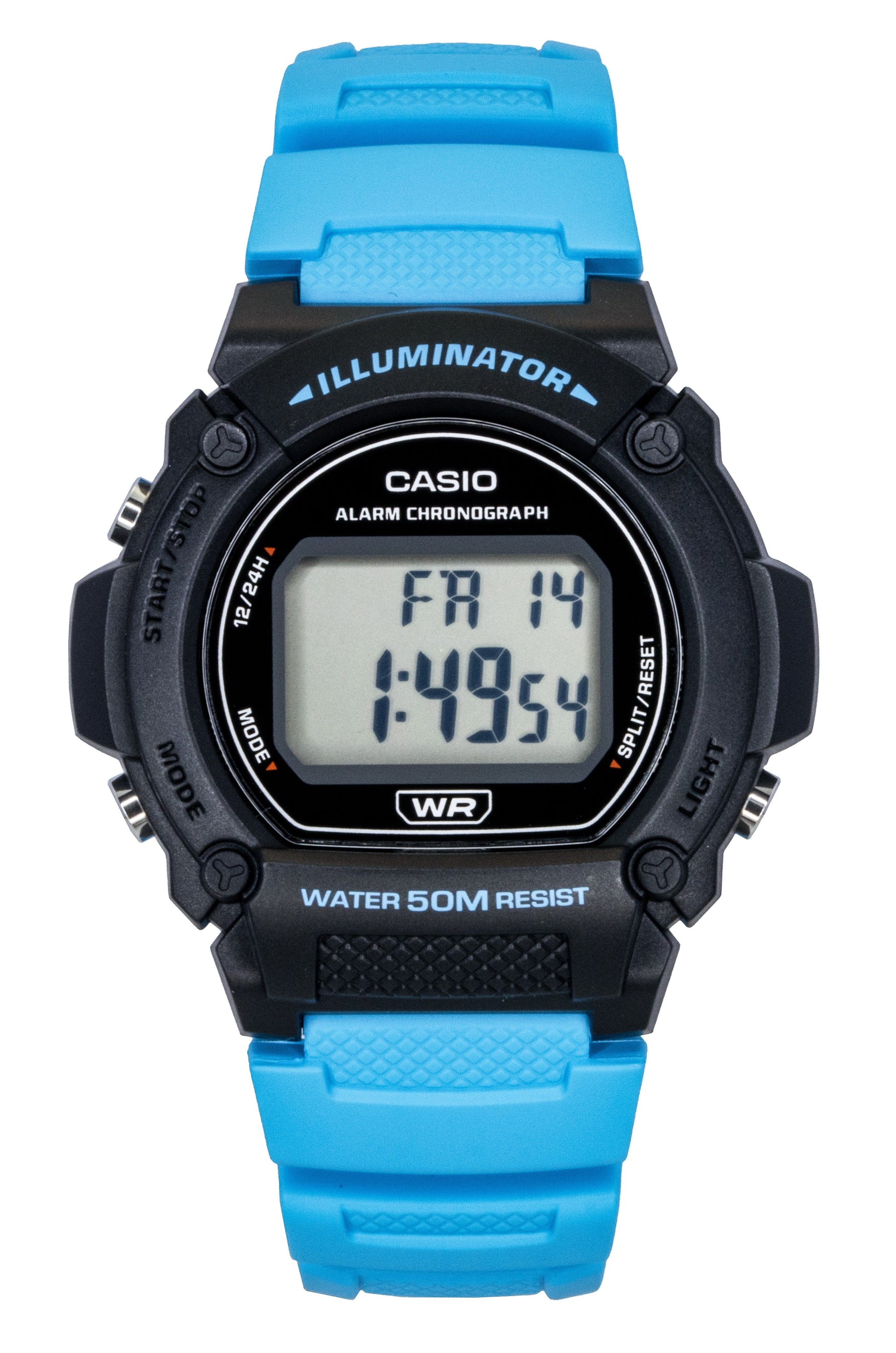 Casio Standard Digital Blue Resin Strap Quartz. A brand-new Casio Standard watch. Side view.