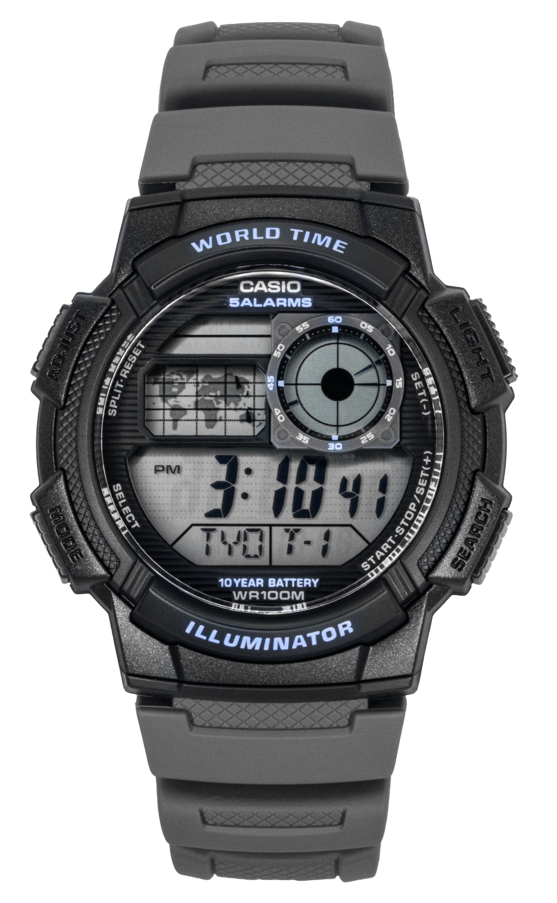 Casio Standard Digital Resin Strap Quartz 100M. A brand-new Casio Standard watch. Front view.