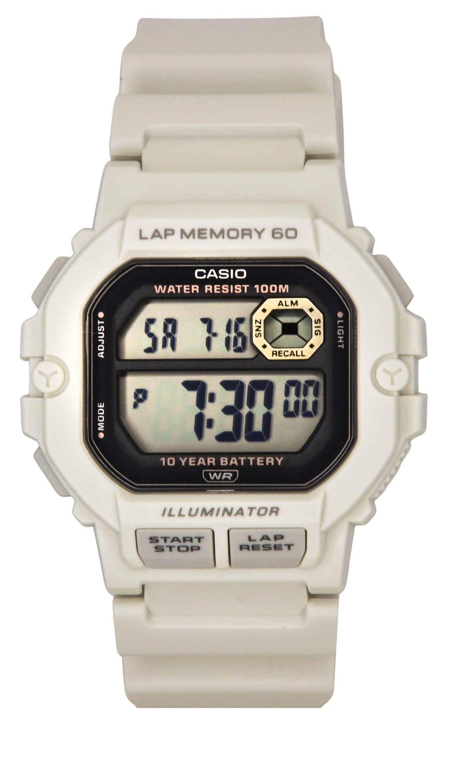 Casio Standard Digital Resin Strap Quartz 100M. A brand-new Casio Standard watch. Angled view.