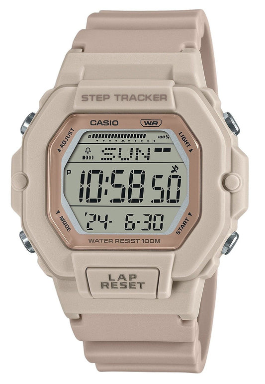 Casio Standard Digital Step Tracker Resin Strap Quartz. A brand-new Casio Standard watch. Angled view.