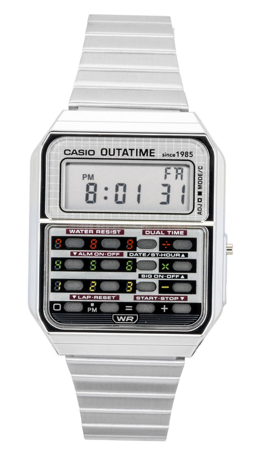 Casio Vintage Digital Back To The Future 40th Anniversary. A brand-new Casio Vintage watch. Side view.