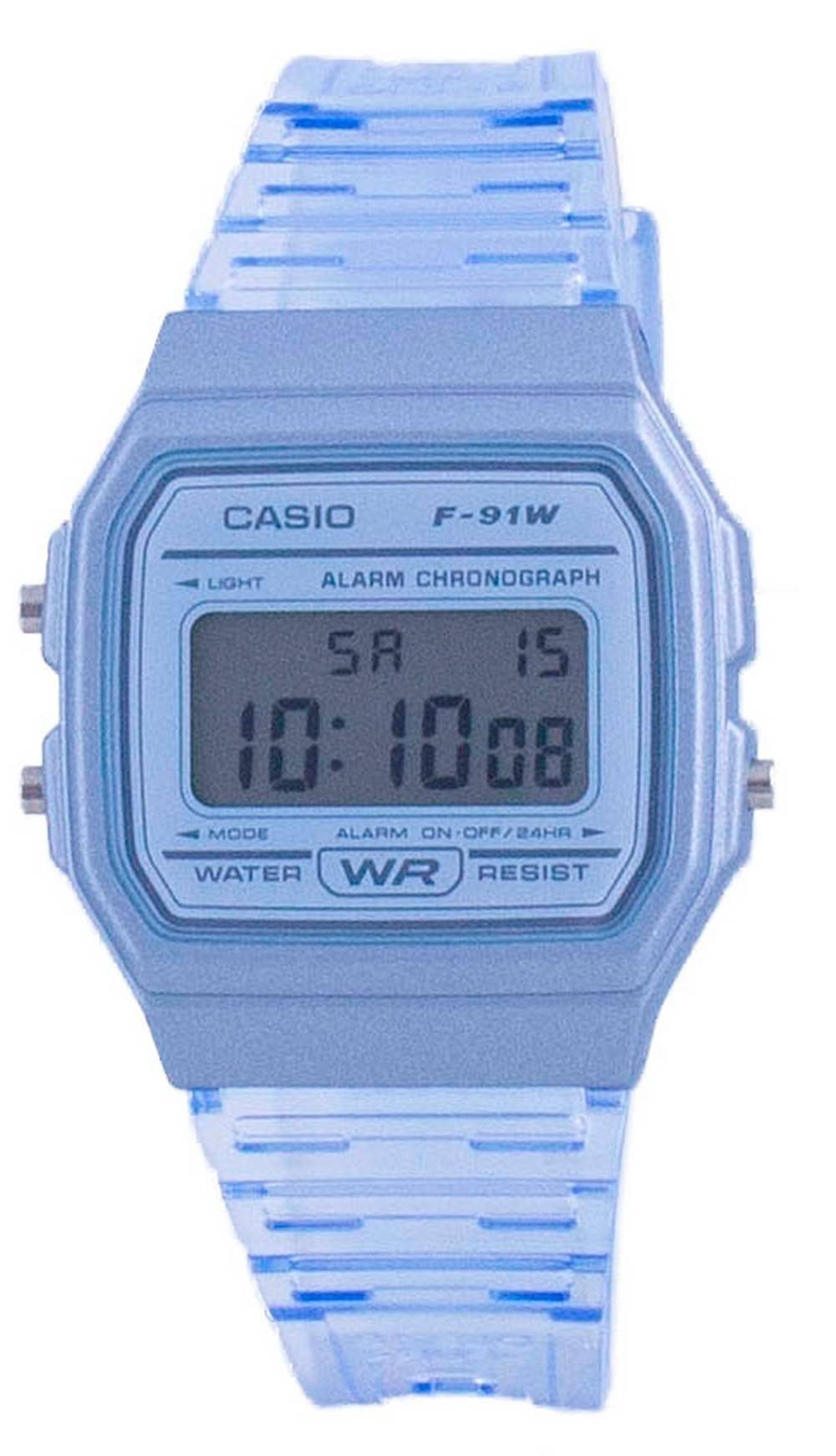 Casio Youth Blue Resin Digital F91WS-2 Stainless Steel. A brand-new Casio Youth watch. Front view.