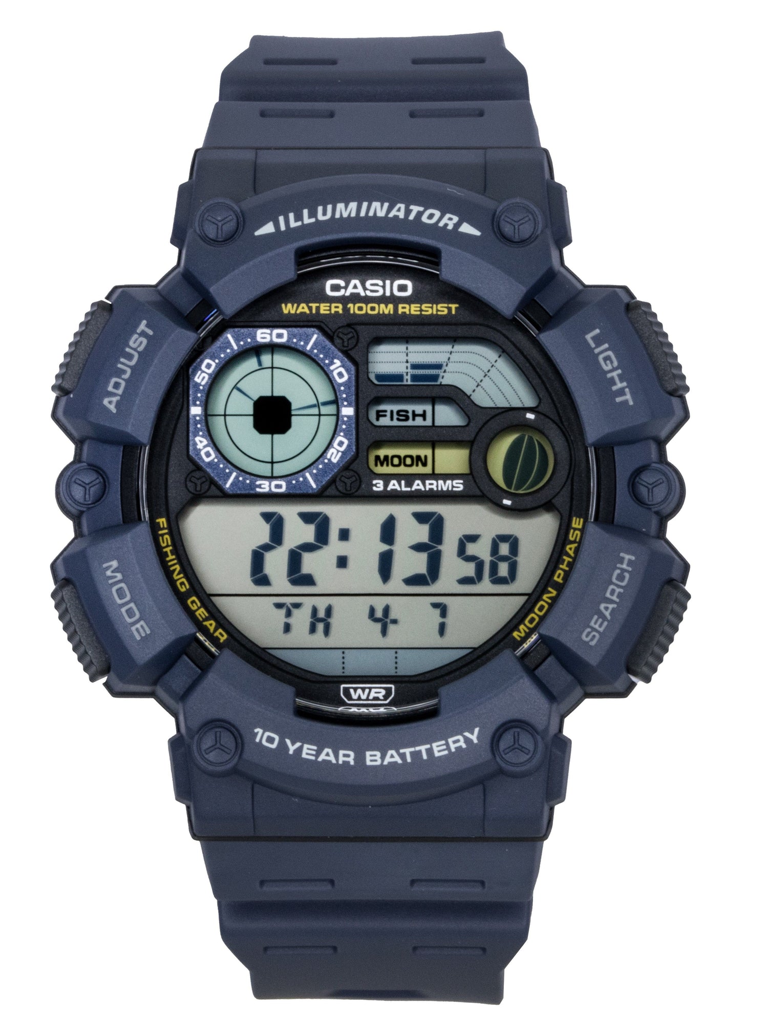Casio Youth Digital Resin Strap Quartz 100M Water Resistant. A brand-new Casio Youth watch. Angled view.