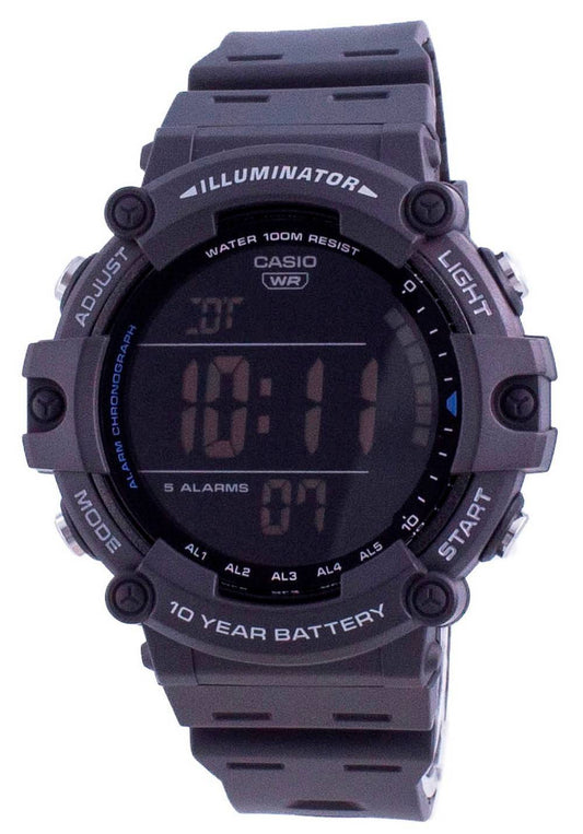 Casio Youth Illuminator Digital AE1500WH-8B 100M. A brand-new Casio Youth watch. Angled view.