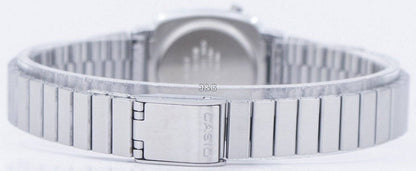 Casio Alarm Black Stainless steel Female LA-670WA-4D. A brand-new Casio watch featuring a Black dial and a Stainless steel strap. Front view. - view 5